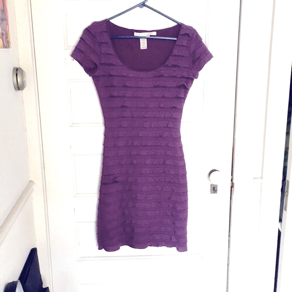 Max Studio Shutter Pleat Short Sleeve Dress Medium